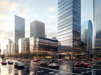 现代城市街道外景