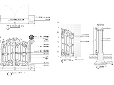 铁艺大门详图 施工图 通用节点