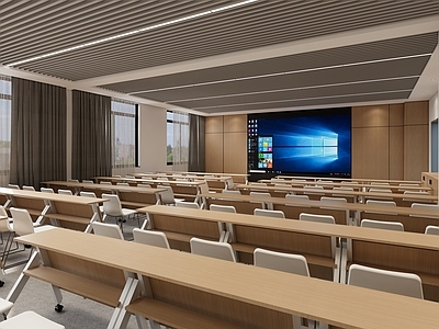 现代学校教室 LED显示屏 课桌 吊顶