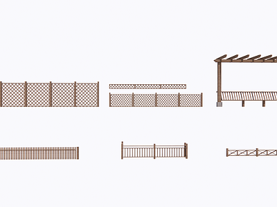 现代围栏护栏 廊架 木材