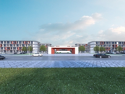 现代学校入口大门 学校外观