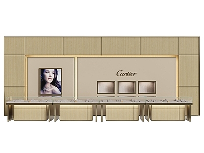 现代珠宝展柜 背景墙 珠宝道具 展具