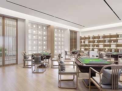 新中式棋牌室 棋牌桌椅组合