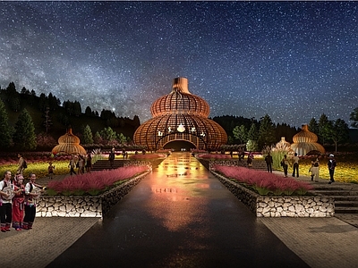 现代入口景观 葫芦造型构筑物 景观小品
