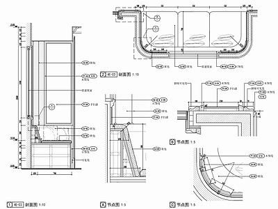 靠墙卡座详图 施工图 家具节点详图