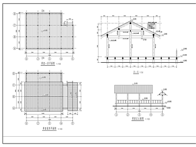 仿古草堂建筑 施工图 古建
