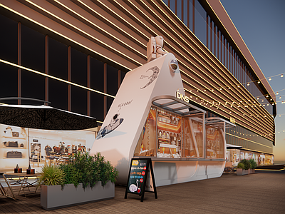 现代咖啡厅 奶茶店 冷饮店 步行街 夜市