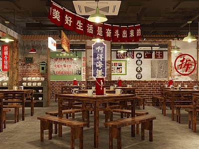 工业风港式复古烧烤店 火锅店 椅 蘸料台 墙饰 霓虹灯 入