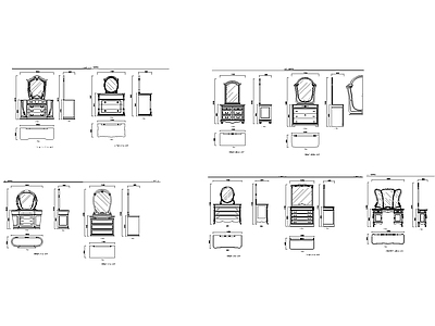 美式梳妆柜节点详图 施工图 柜类