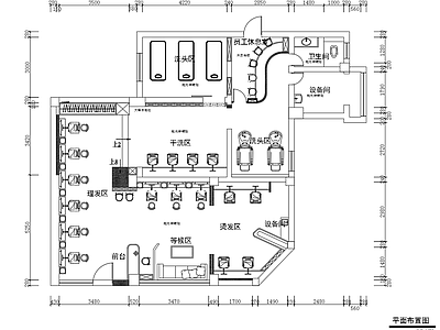 理发店美发店室内 施工图
