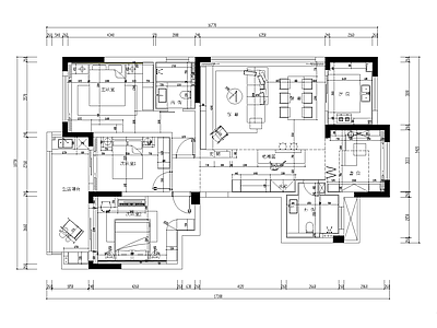 大越府家装空间室内 施工图 平层