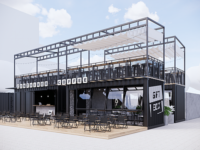 现代集装箱餐饮建筑 咖啡店