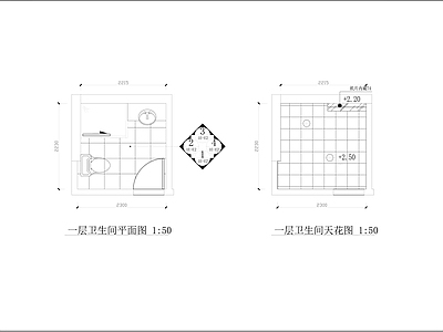 家居卫生间室内 施工图