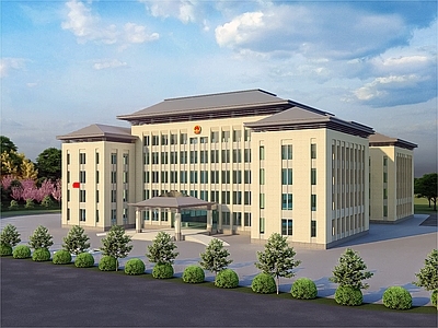 现代党建办公建筑 多层办公楼