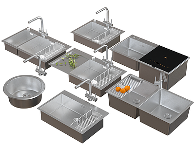 厨房嵌入式水槽 洗碗机 洗菜盆 水龙头 双槽 单槽