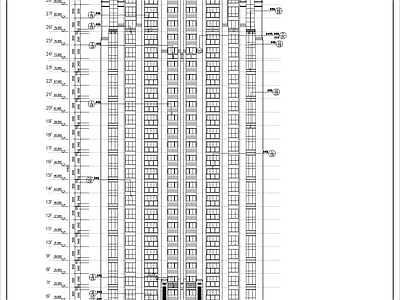 现代风格两梯两户高层住宅楼建施图