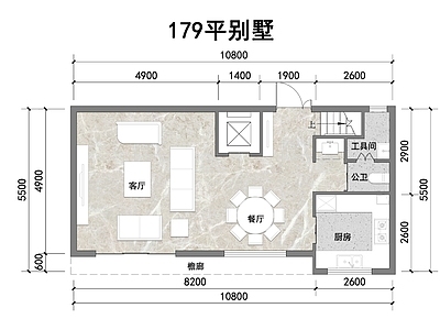 179平三层别墅平面  三室一厅 彩平图