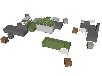 现代卡座沙发 办公组合 户外