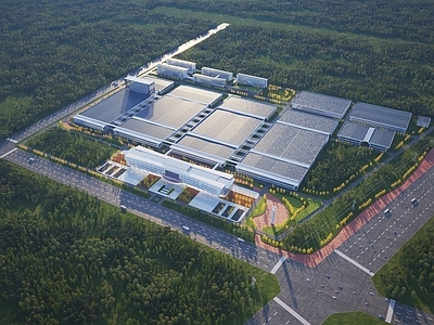 现场厂房办公建筑鸟瞰