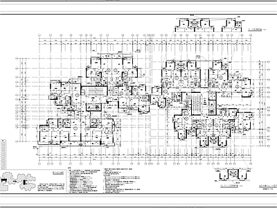 两梯六户两梯九户中筒式塔楼住宅楼建筑 施工图