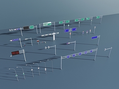 现代道路标牌 红绿灯 高速公路指示牌