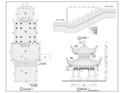 中式重檐亭详图 施工图