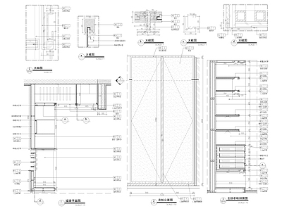 衣柜及墙面节点 施工图 柜类 家具节点详图