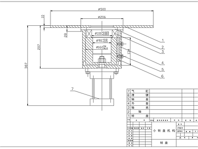 小转盘机构总装配图零部件图 施工图