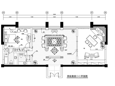 宾馆高级套房室内平面图 客房