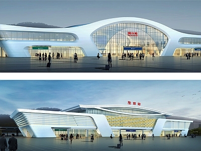 两套铁路站建筑 施工图 效果图