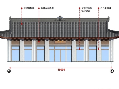 一号楼古建外立面 效果图 施工图