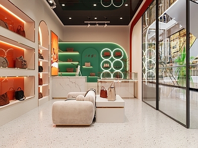 现代奢侈品店 展柜 包包店 柜台