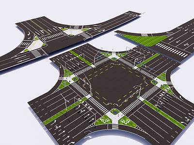 现代市政道路 划线 斑马线箭头 地面车道指示线 公路标准段