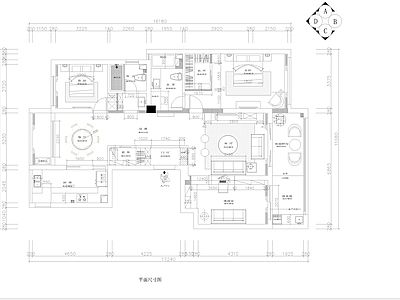 现代风居住空间 施工图 平层