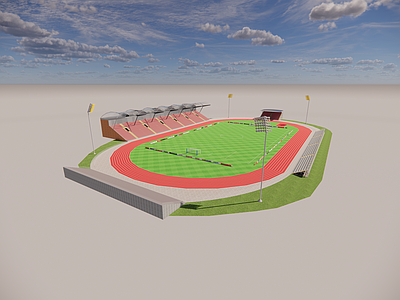 现代足球场 运动场 400米塑胶跑道 观赛台 学校操场