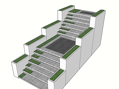 现代植草镂空台阶楼梯