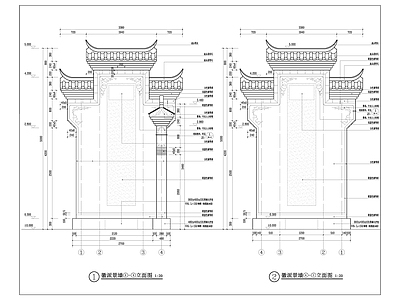 徽派景墙详图 施工图 古建