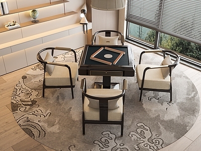 新中式麻将桌 棋牌桌椅