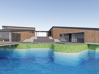 中式风格红砖展览馆建筑
