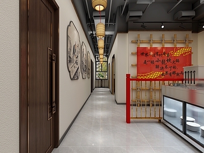 新中式火锅店走廊 半开敞包间