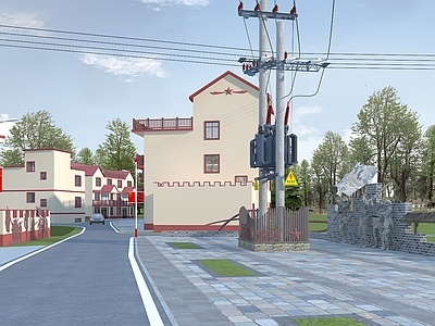现代路面 红色文化 变压器 电器