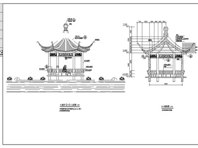六角亭连亭曲桥景观 施工图