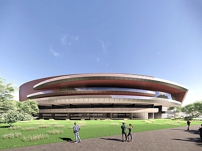 现代曲线图书馆建筑 教学办公建筑