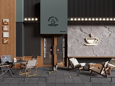 现代咖啡厅外摆 头面 店铺