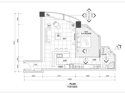 奶油风单身公寓家装施工图 公寓