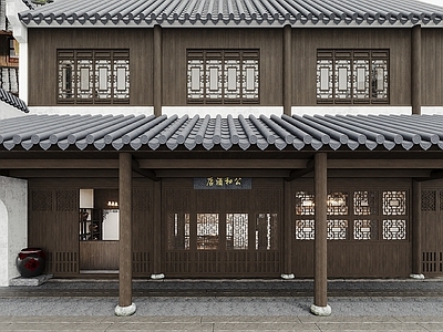 中式酒店门头门面 古镇外立面古建