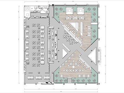 1500㎡景观自助餐厅平面布局方案图