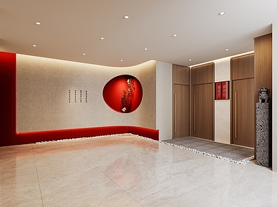 新中式电梯走廊转角造型