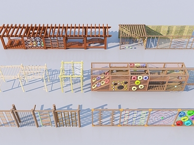 儿童器材组合 木质户外器材 障碍 户外拓展运动器材 攀爬墙 单双杠