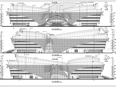 四层花瓣状市级戏剧大剧院建筑 施工图 公共建筑